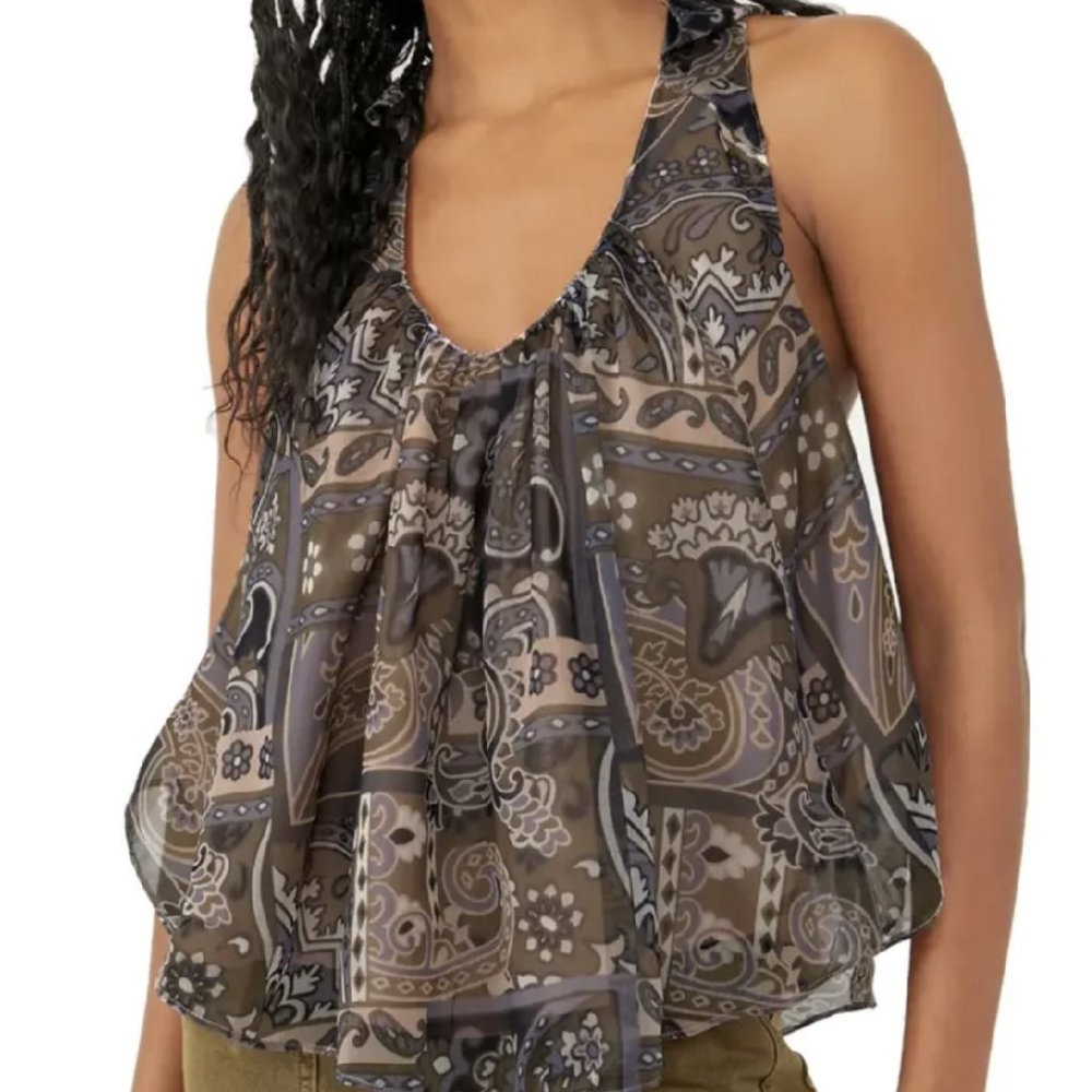 NWT  Free People the Strawberry Tank in Dark Combo  size M
